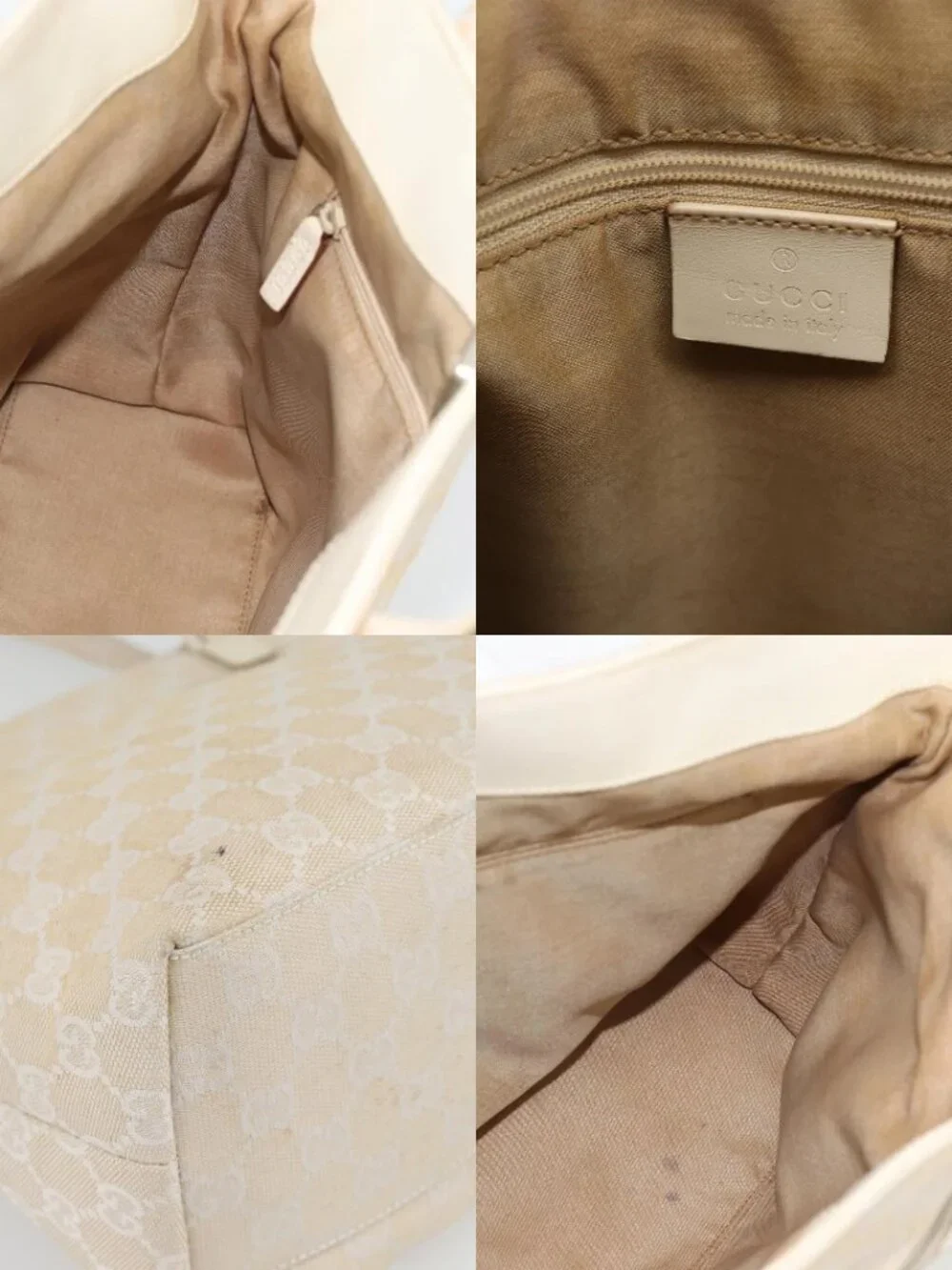 GUCCI GG Canvas Tote Bag Ivory 002 1076 2684 Auth 182212